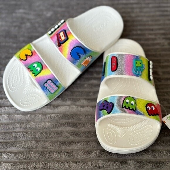 Crocs men's 11 classic spray dye sandals 208055-94S w/ Pac-man gaming/retro - Picture 6 of 10